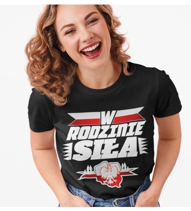 Koszulka damska W Rodzinie Siła 2 biały napis