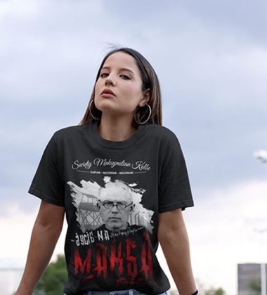 Koszulka damska MAKSYMILIAN KOLBE CZARNA