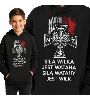 Bluza z kapturem dziecięca Patriotyczna  SIŁĄ WILKA 2