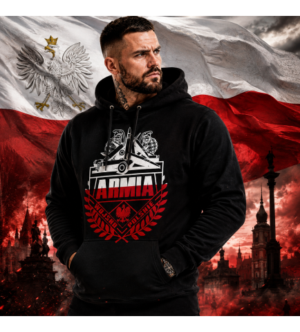 Bluza z kapturem- ARMIA (BIAŁO-CZERWONY)