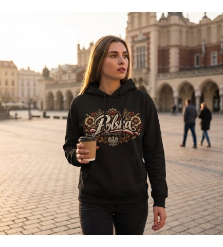 Bluza z kapturem patriotyczna Polska Pamiętam skąd jestem czarna