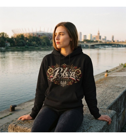 Bluza z kapturem patriotyczna Polska Pamiętam skąd jestem czarna