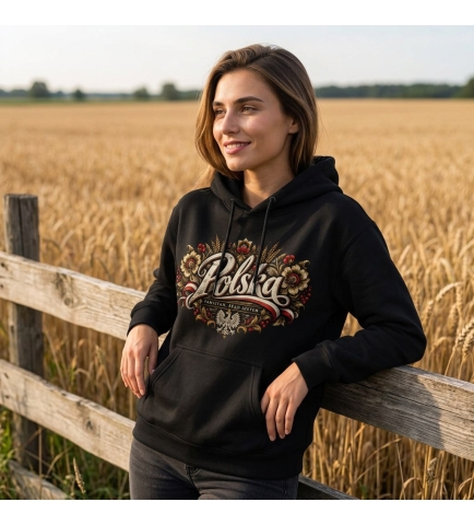 Bluza z kapturem patriotyczna Polska Pamiętam skąd jestem czarna