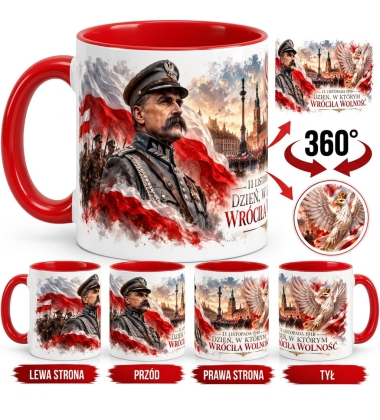 Kubek Patriotyczny 11 listopada 1918 Czerwone Wnętrze i Ucho