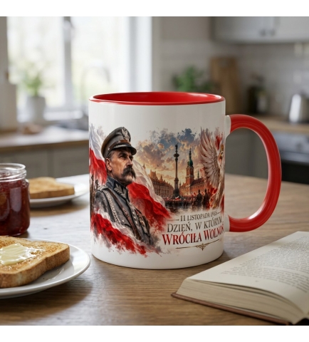 Kubek Patriotyczny 11 listopada 1918 Czerwone Wnętrze i Ucho