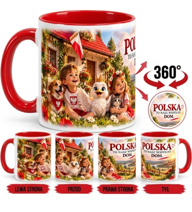 Kubek Patriotyczny Polska Dom, Nasz Wspólny Dom,czerwony