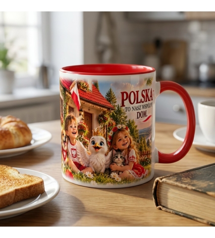 Kubek Patriotyczny Polska Dom, Nasz Wspólny Dom,czerwony