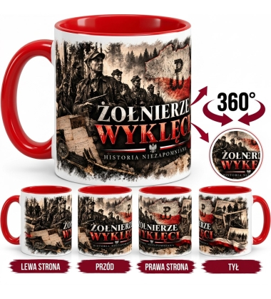 Kubek Patriotyczny Historia Niezapomniana,Wyklęci, czerwone wnętrze i ucho