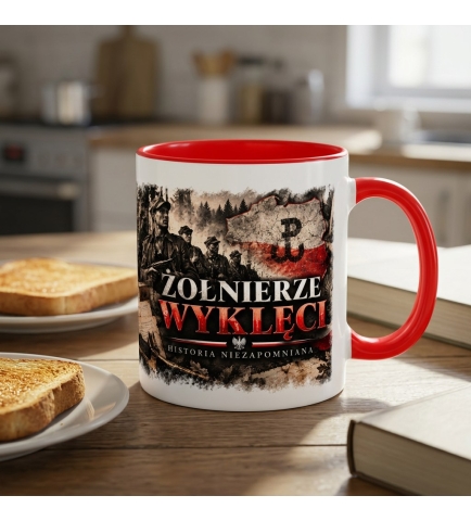 Kubek Patriotyczny Historia Niezapomniana,Wyklęci, czerwone wnętrze i ucho