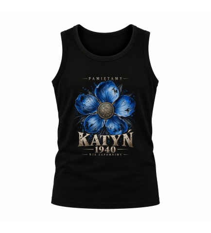 Koszulka Tank Top Katyń 1940 Niezapominajka Czarna