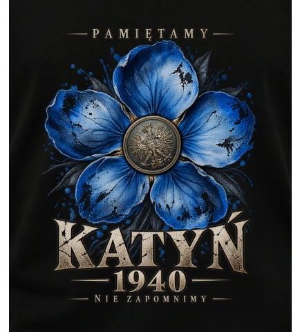 Koszulka Tank Top Katyń 1940 Niezapominajka Czarna