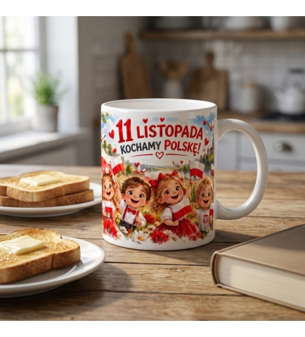 Kubek Patriotyczny Kochamy Polskę Ceramiczny Biały 330 ml
