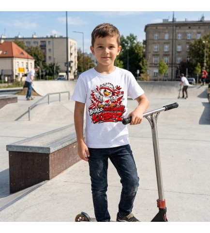 Koszulka dziecięca biała Biało-Czerwony Łobuz Orzeł Polska 11 listopada