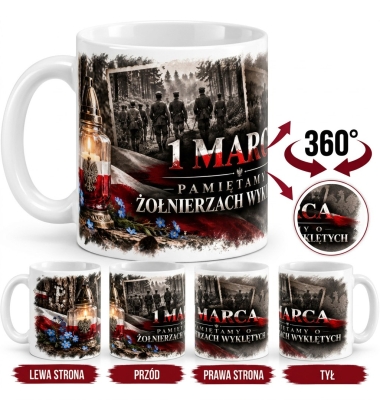 Kubek Patriotyczny 1 Marca Żołnierze Wyklęci Ceramiczny 330 ml Biały