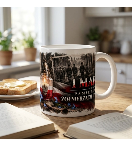 Kubek Patriotyczny 1 Marca Żołnierze Wyklęci Ceramiczny 330 ml Biały