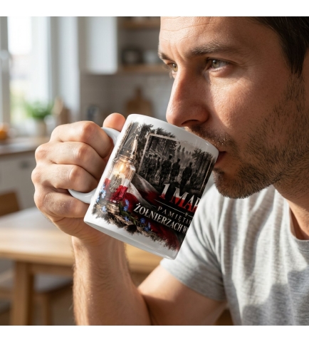 Kubek Patriotyczny 1 Marca Żołnierze Wyklęci Ceramiczny 330 ml Biały