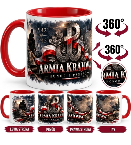 Kubek Patriotyczny Biało Czerwony Armia Krajowa Honor 330 ml
