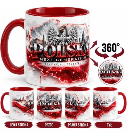 Kubek Patriotyczny Polska Next Generation, Tradycja I Przyszłość, czerwony
