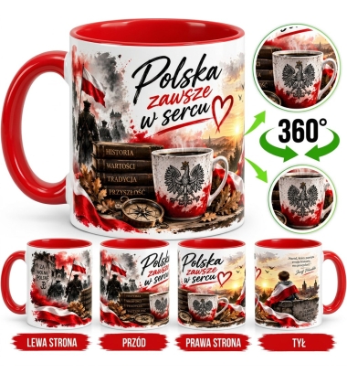 Kubek patriotyczny biało-czerwony Polska zawsze w sercu 330 ml