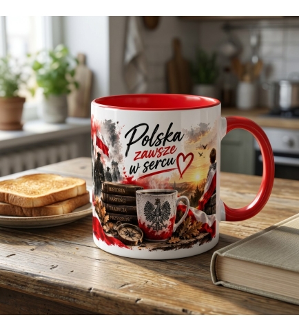 Kubek patriotyczny biało-czerwony Polska zawsze w sercu 330 ml