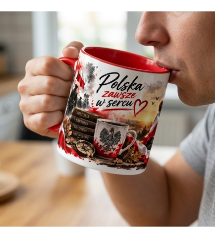 Kubek patriotyczny biało-czerwony Polska zawsze w sercu 330 ml