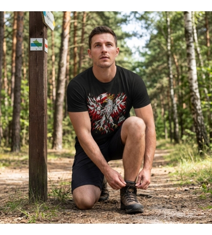 Koszulka męska patriotyczna Orzeł Bóg Honor Ojczyzna nadruk DTF
