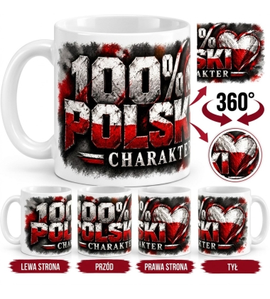 Kubek Patriotyczny 100% Polski charakter biały 330 ml