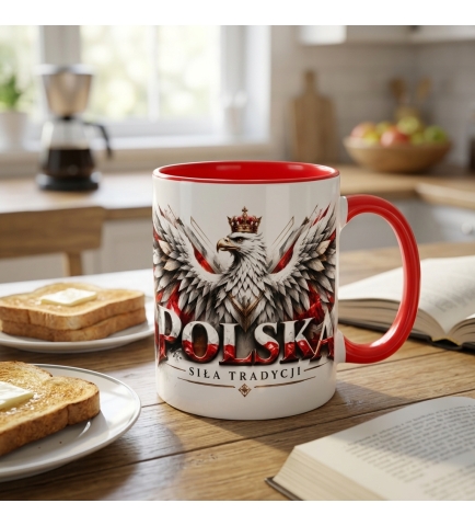 Kubek Patriotyczny Polska Siła I Tradycja, czerwony
