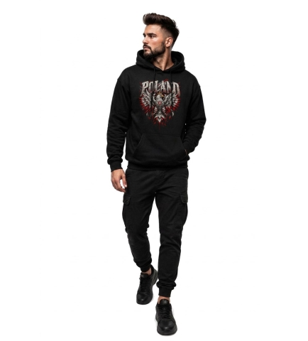 Bluza z kapturem męska patriotyczna Poland Orzeł czarna