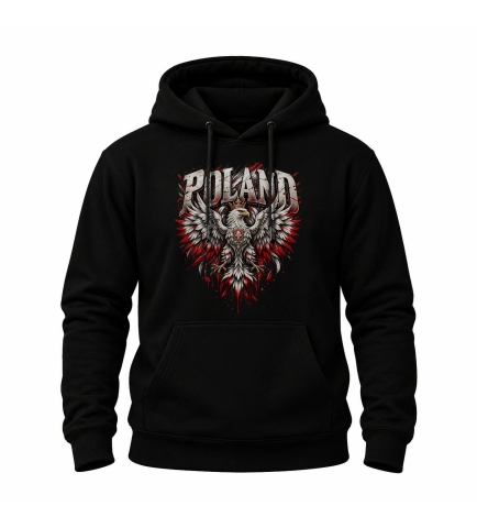 Bluza z kapturem męska patriotyczna Poland Orzeł czarna