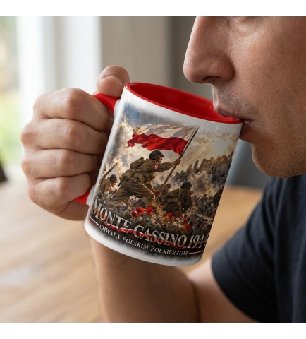 Kubek Patriotyczny Monte Cassino 1944, Czerwone wnętrze i ucho