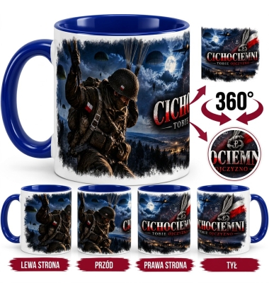 Kubek Patriotyczny Cichociemni Tobie Ojczyzno 330 ml niebieski