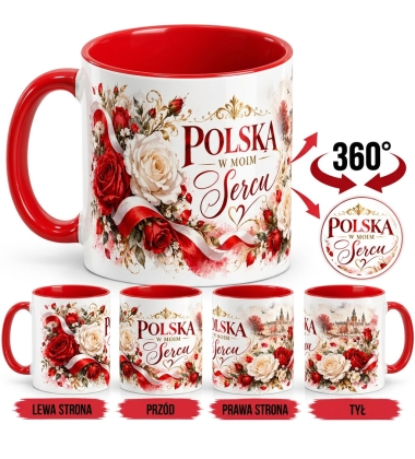 Kubek Patriotyczny Polska w moim sercu biało czerwony 330 ml