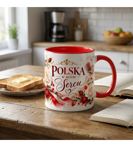 Kubek Patriotyczny Polska w moim sercu biało czerwony 330 ml