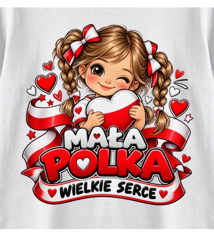 Biała koszulka patriotyczna dziecięca Mała Polka, Mała Patriotka