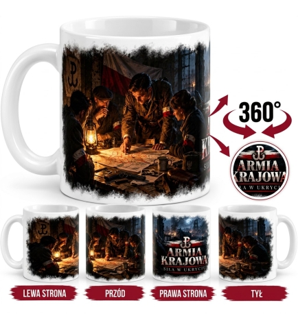 Kubek ceramiczny Patriotyczny AK siła w ukryciu 330 ml