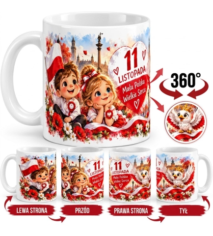 Kubek Ceramiczny Patriotyczny Mała Polska Wielkie Serce 11 Listopada 330 ml
