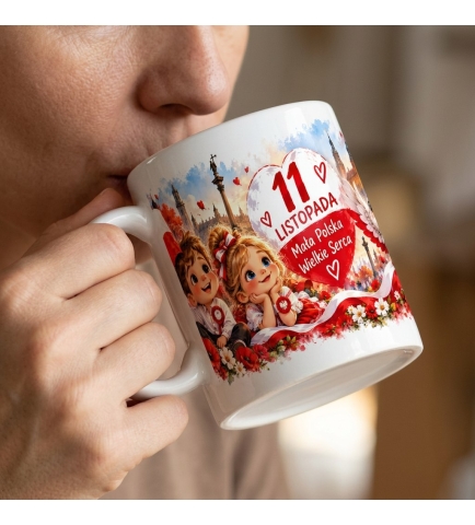 Kubek Ceramiczny Patriotyczny Mała Polska Wielkie Serce 11 Listopada 330 ml