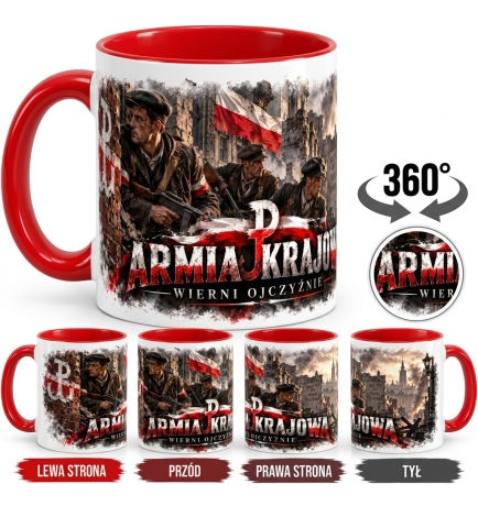 Kubek Patriotyczny biało-czerwony Armia Krajowa Wierni Ojczyźnie