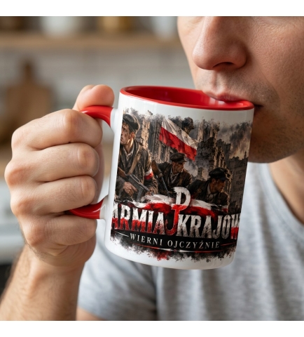 Kubek Patriotyczny biało-czerwony Armia Krajowa Wierni Ojczyźnie
