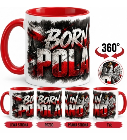 Kubek Patriotyczny Born in Poland, Czerwone wnętrze i ucho