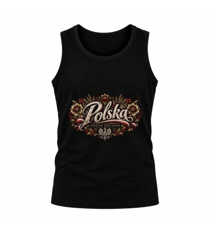 Koszulka Męska Tank Top Patriotyczna Polska Czarna