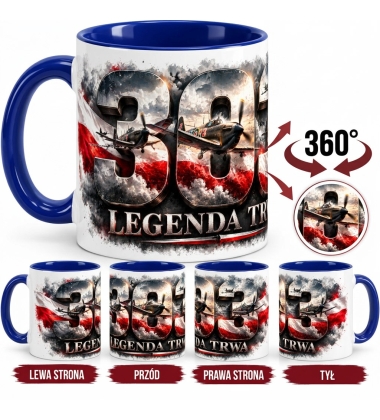 Kubek Patriotyczny 303 Legenda Trwa Niebieski Ucho Wnętrze 330ml