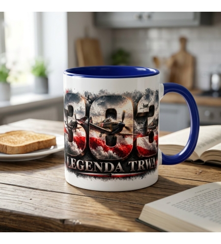 Kubek Patriotyczny 303 Legenda Trwa Niebieski Ucho Wnętrze 330ml