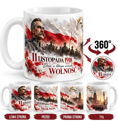 Kubek Patriotyczny 11 Listopada Wolność Prezent 330 ml Biały