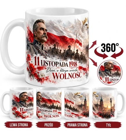Kubek Patriotyczny 11 Listopada Wolność Prezent 330 ml Biały