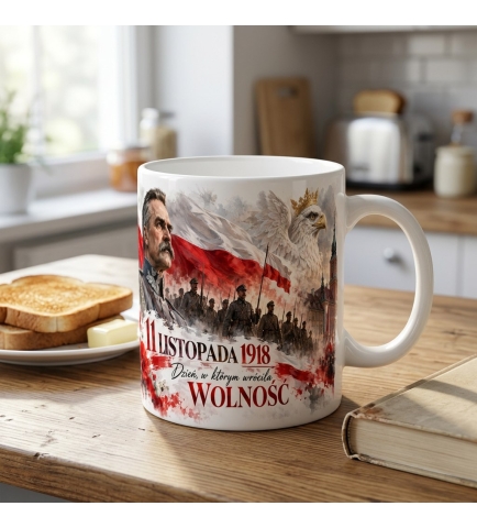 Kubek Patriotyczny 11 Listopada Wolność Prezent 330 ml Biały
