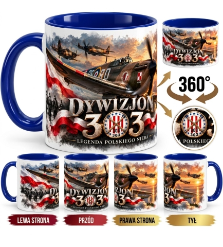 Kubek Patriotyczny biało niebieski Dywizjon 303