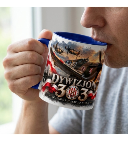 Kubek Patriotyczny biało niebieski Dywizjon 303