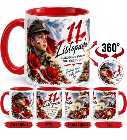Kubek ceramiczny 330 ml 11 Listopada Bądźmy dumni biało-czerwony